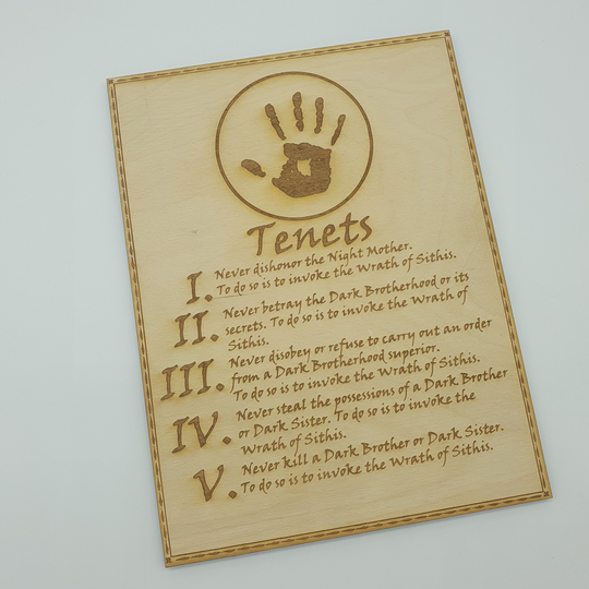 Tenets From Dark Brotherhood Skyrim Relics, The Elder Scrolls Laser Engraved Brotherhood, Scroll Wood Relics