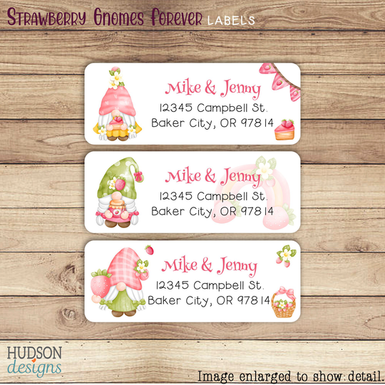 Adorable Strawberry Gnome Address Return Mailing Labels | #30S