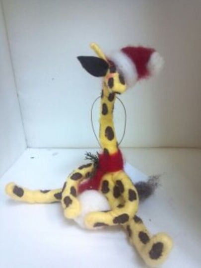 Santa Giraffe With Snowball Felted Ornament....made To Order...please Check Shipping Time