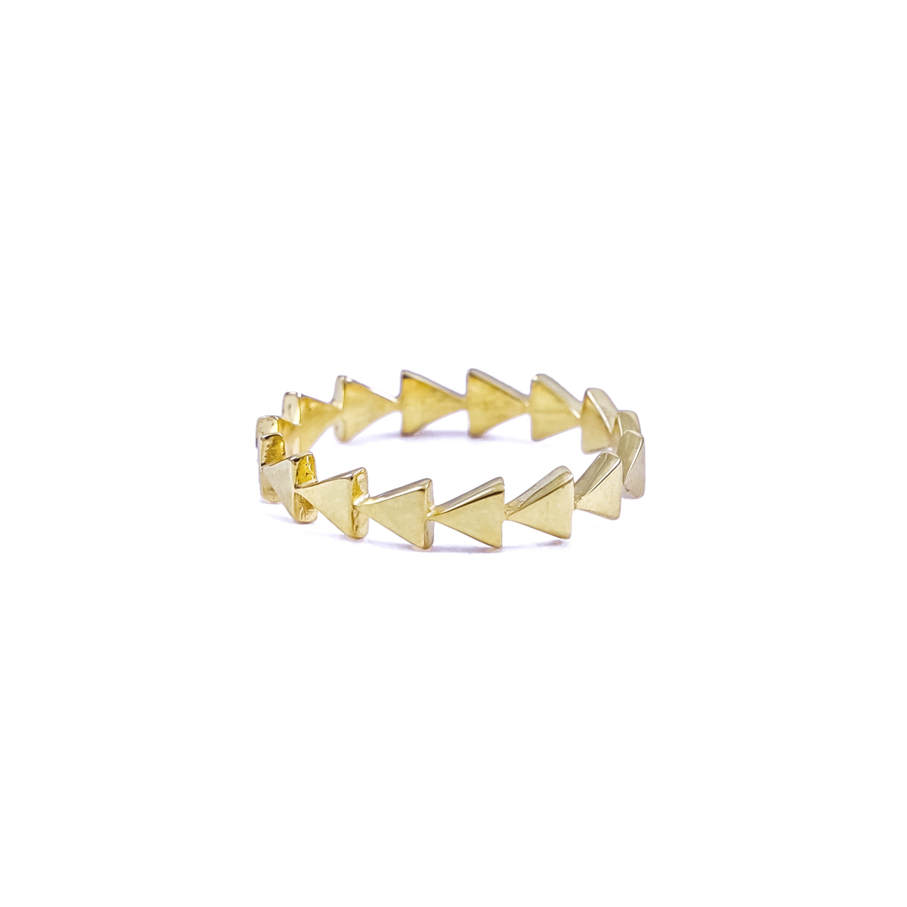 Handmade 14K Gold Vermeil Triangle Shaped Ring, Gold Vermeil Polished Silver Best Gift Ring For Her