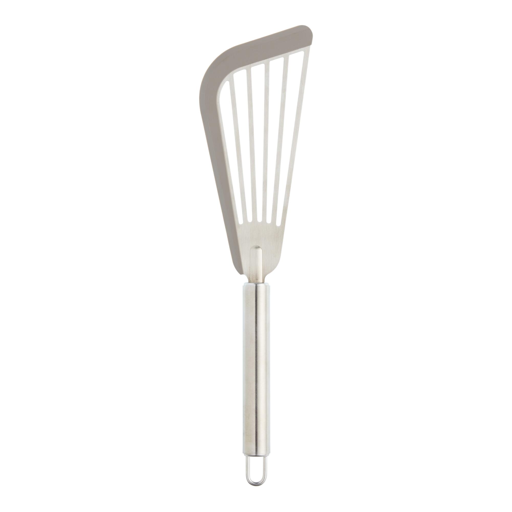 Gray Silicone Edge Stainless Steel Slotted Fish Turner by World Market