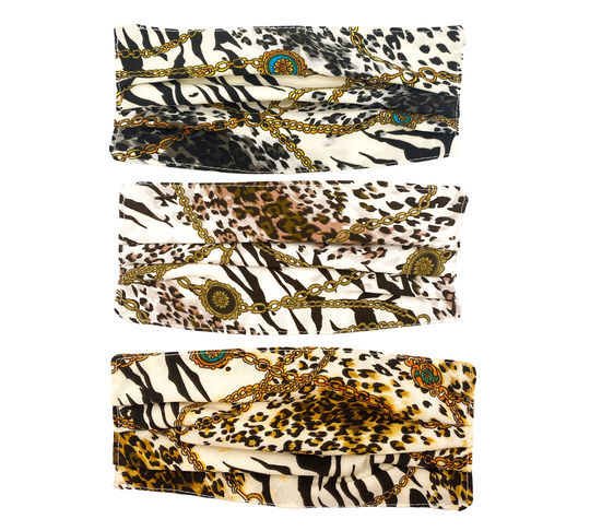Cotton Blend Leopard Chain Print Lightweight Double Layered Adjustable Face Mask