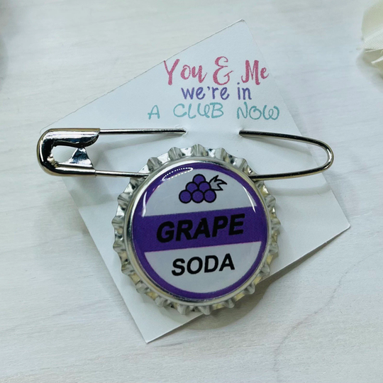Grape Soda Bottle Cap With Safety Pin | Up Cosplay Costume Prop Sash