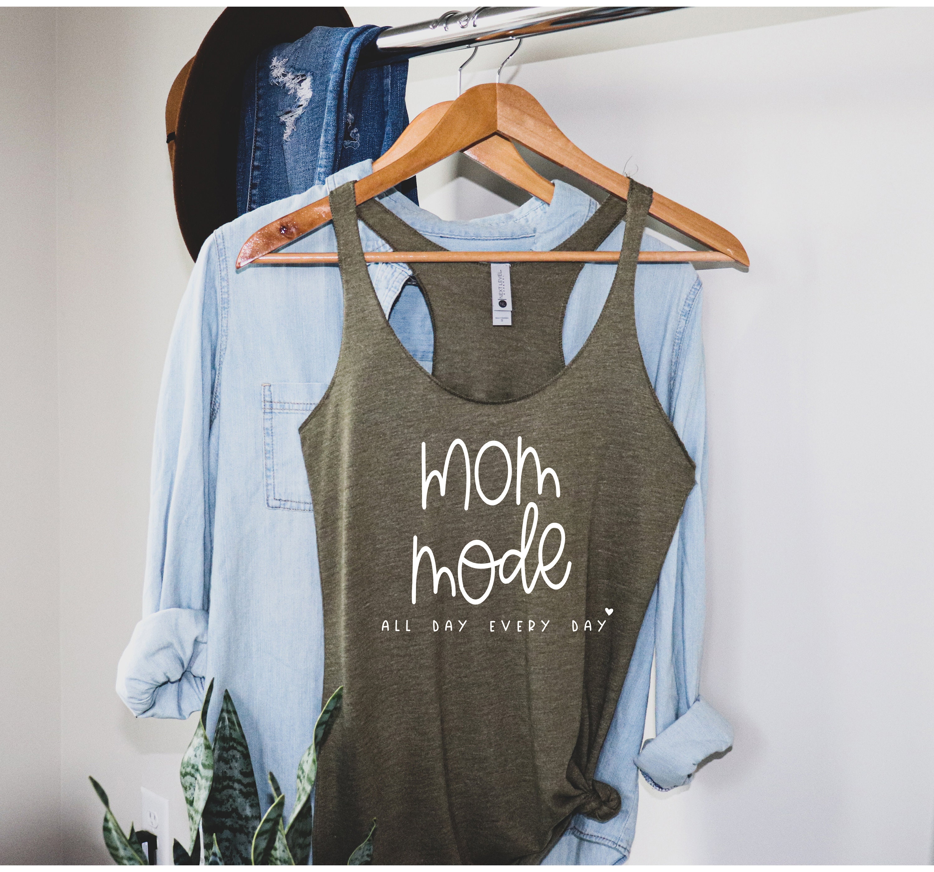 Womens Mom Mode Racerback Tank Top Cute Mom Gift Mothers Day For
