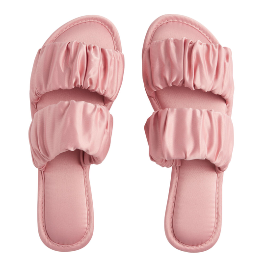 Blush Satin Double Strap Slippers by World Market
