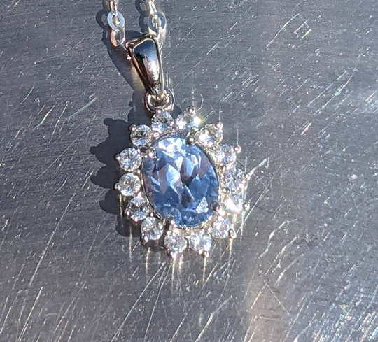 Light Blue Spinel Pendant With Halo Oval Cut 2Ct Vintage Style For Women's Birthday Gift Something Blue Bridal Jewelry