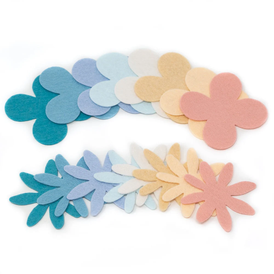 36 Julia Wool Blend Felt Die Cut Applique Flowers - Spring Vacation Colors