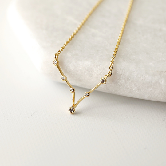 Gold Pisces Necklace, Zodiac Jewelry, Celestial Jewelry, Constellation Necklace, February, March Birthday Gift, Bridesmaid Gift