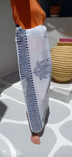 Greek Painted Traditional Design Pareo Sarong Beach Wear