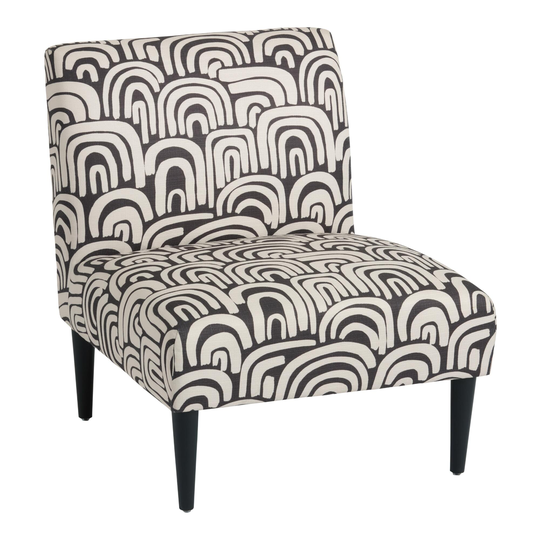 Print Elora Upholstered Slipper Chair: Black - Polyester by World Market