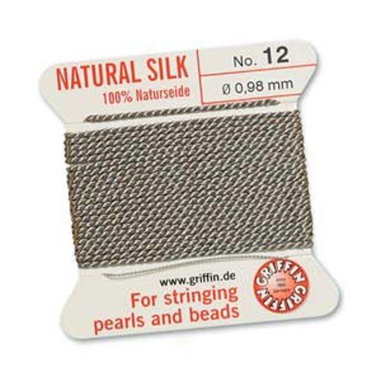 Griffin 100% Natural Silk Bead Cord #12 | 0.98mm Gray, Cor0519