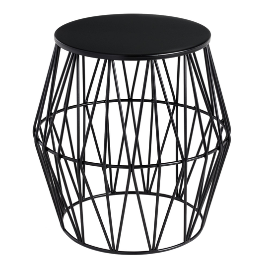 Faceted Metal Octavia Outdoor Patio Accent Stool: Black by World Market