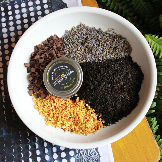 New Moon Who Dis? Herbal Tea Blend, Loose Leaf Tea, Earl Grey, Orange, Lavender, & Dark Chocolate Blend