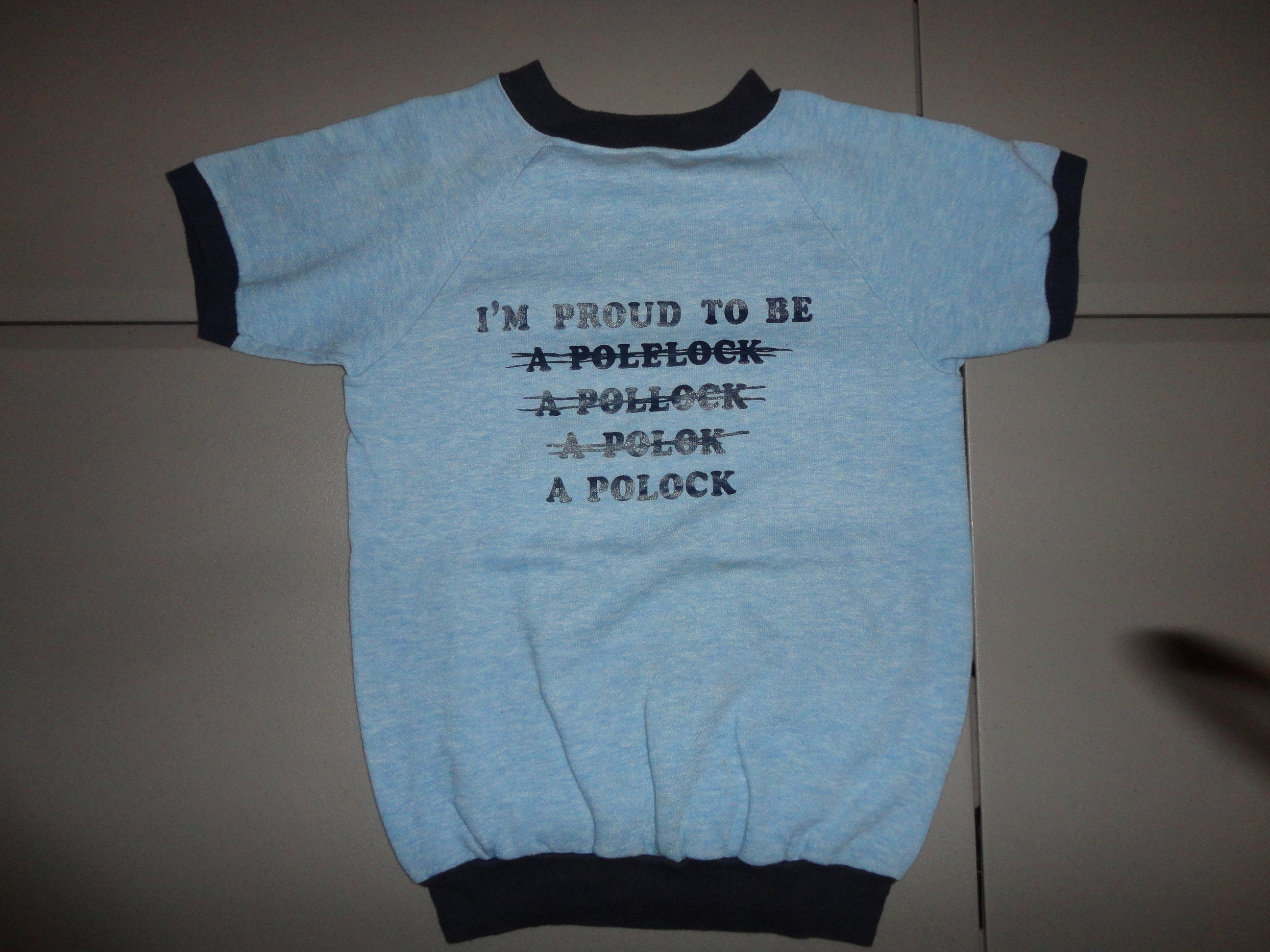 Vtg 80's Rayon Tri Blend Ringer Tshirt Proud To Be A Polock Fit Adult S 50-38-12