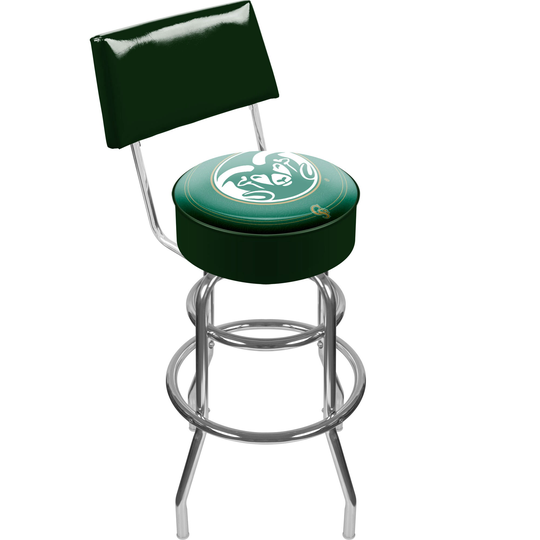Trademark Gameroom Colorado State Rams Bar Stools with Backs Chrome 5-in H Bar height Swivel Bar Stool | CLC1100-COST