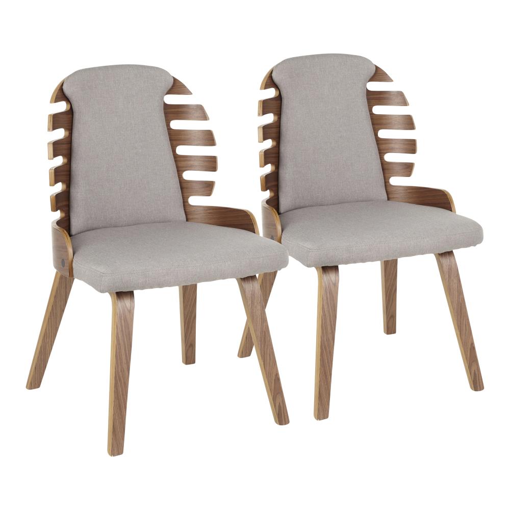 LumiSource Set of 2 Palm Traditional Polyester/Polyester Blend Upholstered Dining Side Chair (Wood Frame) in Gray | DC-PALM WLGY2