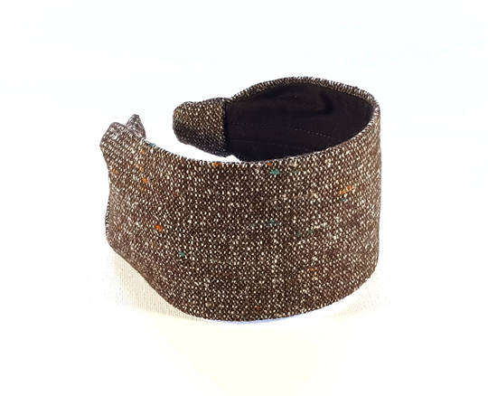 Brown Woven Wool Blend Wide Structured Headband For Women