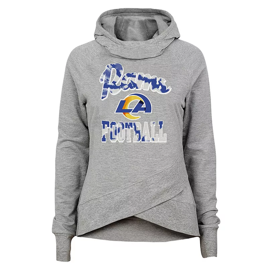 Girls Youth Heathered Gray Los Angeles Rams Dye Hard Fan Funnel Neck Pullover Hoodie, Girl's, Size: Youth XL, Grey