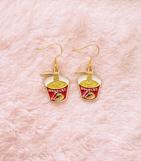 Ramen Earrings, Cottagecore Kawaii Anime Tiktok Aesthetic, Dangle Clip On