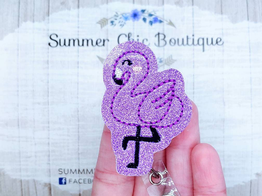 Flamingo Badge Reel, Medical Nurses Rn