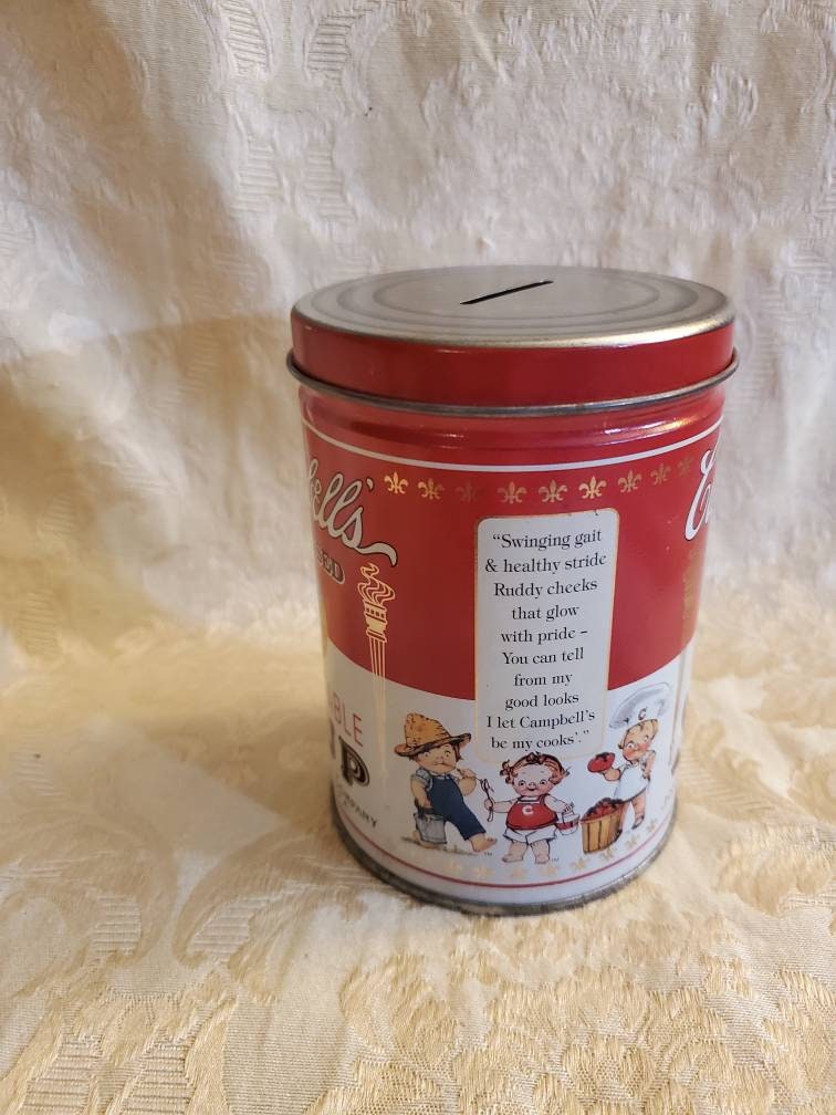 On Sale Rustic Campbells Condensed Vegetable Soup, Tin Bank, Storage Box, Advertising Container, Kids Decor