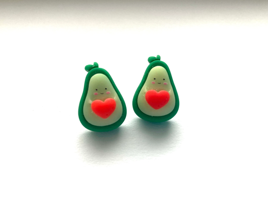 Avocado Love Stud Earrings, Resin Food Kawaii Hypoallergenic, Fruit Earrings