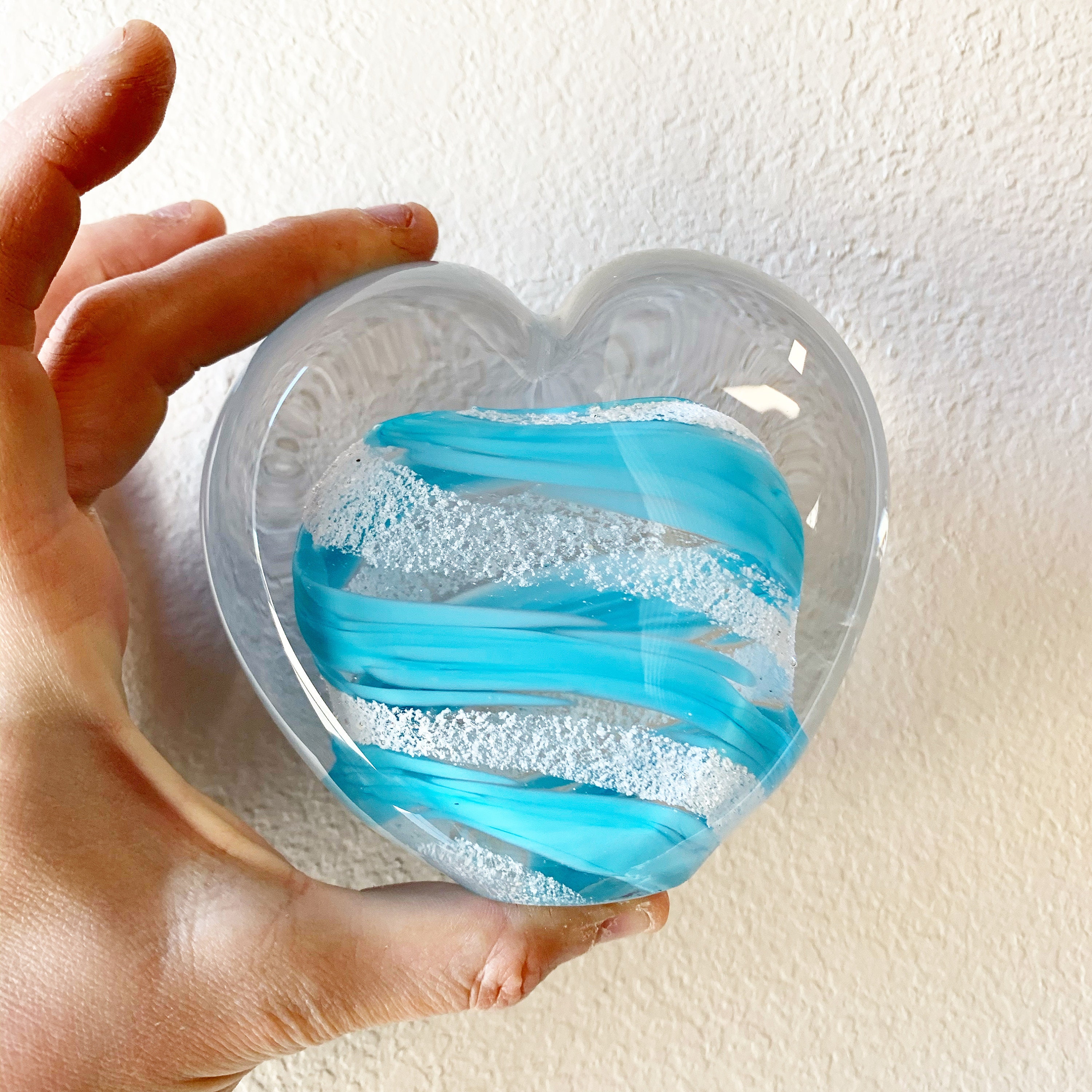 Ashes Keepsake Standing Heart, Glass Memorial, Heart Glass Funeral, Cremation Art, Urn Memorial Pet