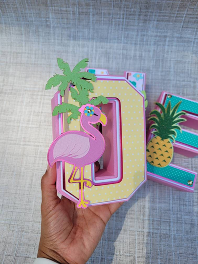 Flamingo Party Decorations | Pineapple 3D Letters Paper | No Wood Tropical Birthday