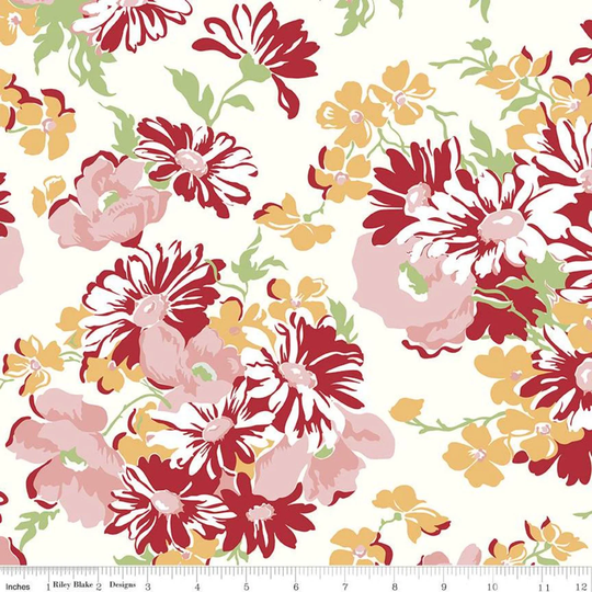 Sale Cook Book Wide Back Wb11776 Daisy - Riley Blake Designs 107/108" Wide Floral Flowers Quilting Cotton Fabric