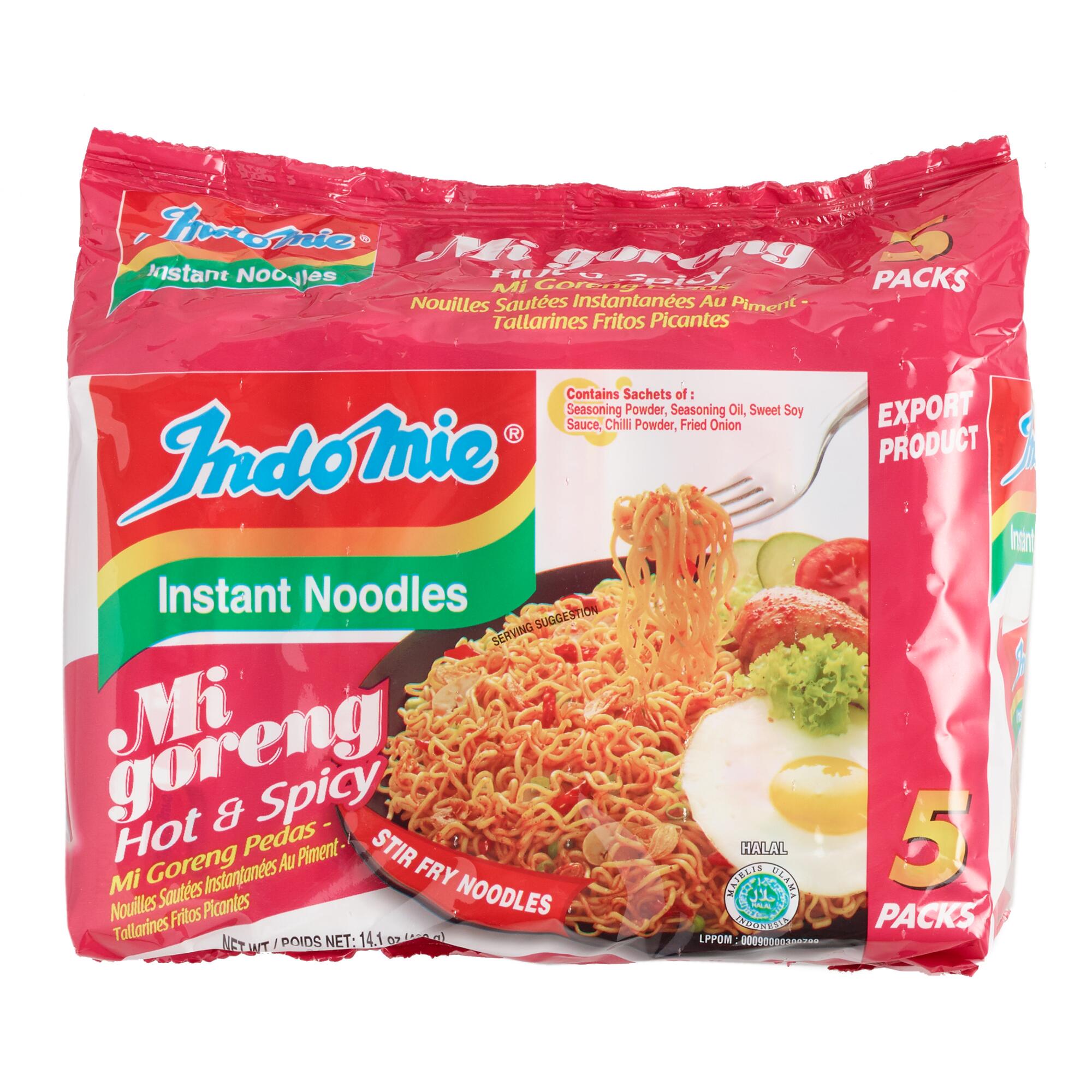 5 Pack Indomie Hot & Spicy Fried Noodles Set of 6 by World Market