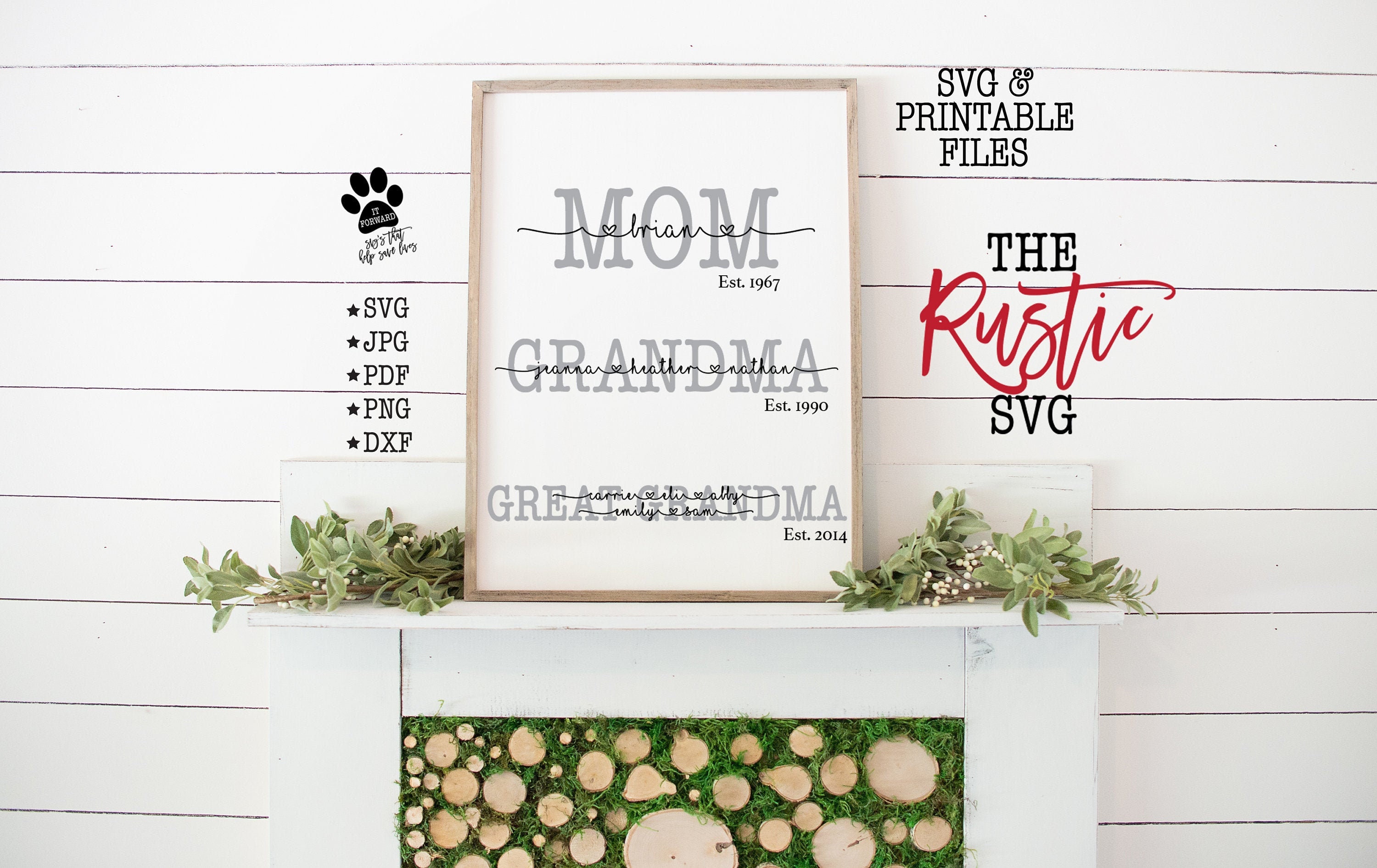 Mom Grandma Great Grandma, Names Sign, Svg, Mother's Day Gift, Svg Files, Pdf, Cricut, Silhouette, 014