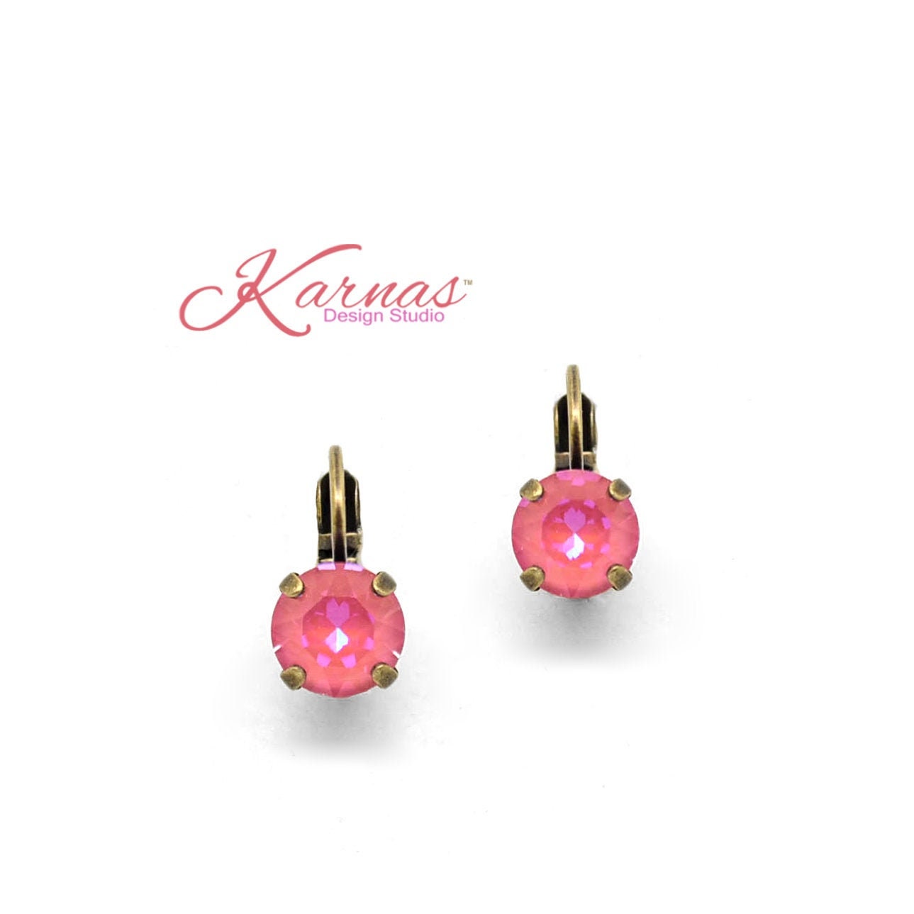 Radiant Pink 8mm Drop Or Stud Earrings K.d.s. Premium Crystal Choose Your Finish Karnas Design Studio Free Shipping