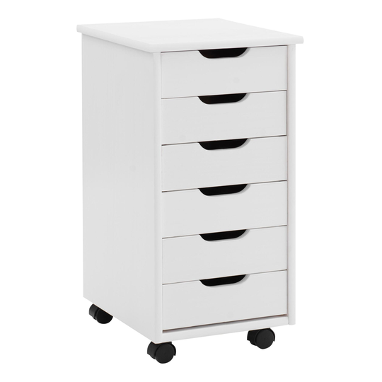 Pine Wood 6 Drawer Kerry Rolling Storage Cart: Natural by World Market