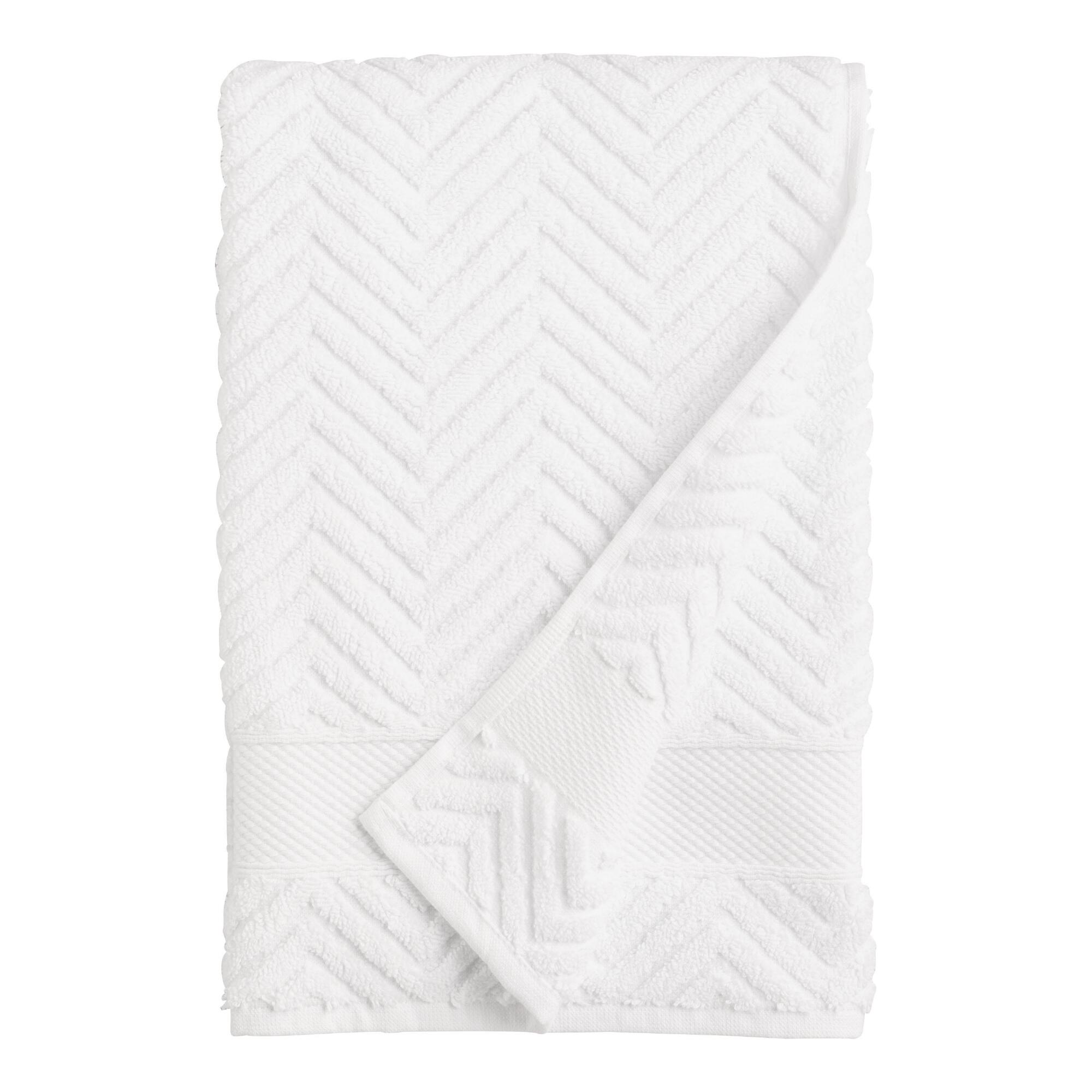 White Chevron Spa Bath Towel - Cotton by World Market