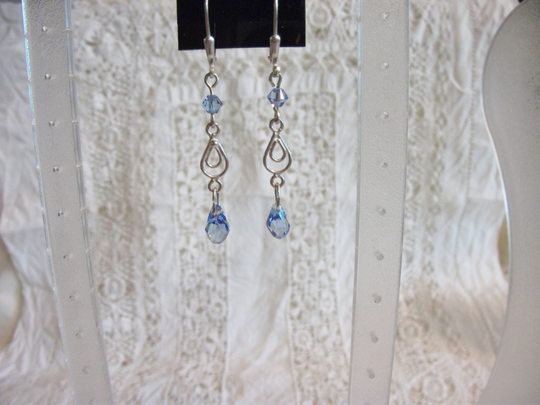 Sapphire Swarovski Crystal & Sterling Silver Earrings