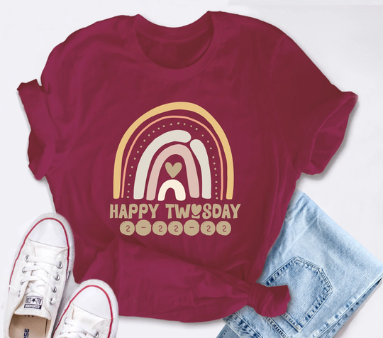 Happy Twosday Shirt, 2Sday Tee, 2-22-22, Twos Day February 2, Birthday Gift Numerology Date Gift, 222 Angel Numbers Tee