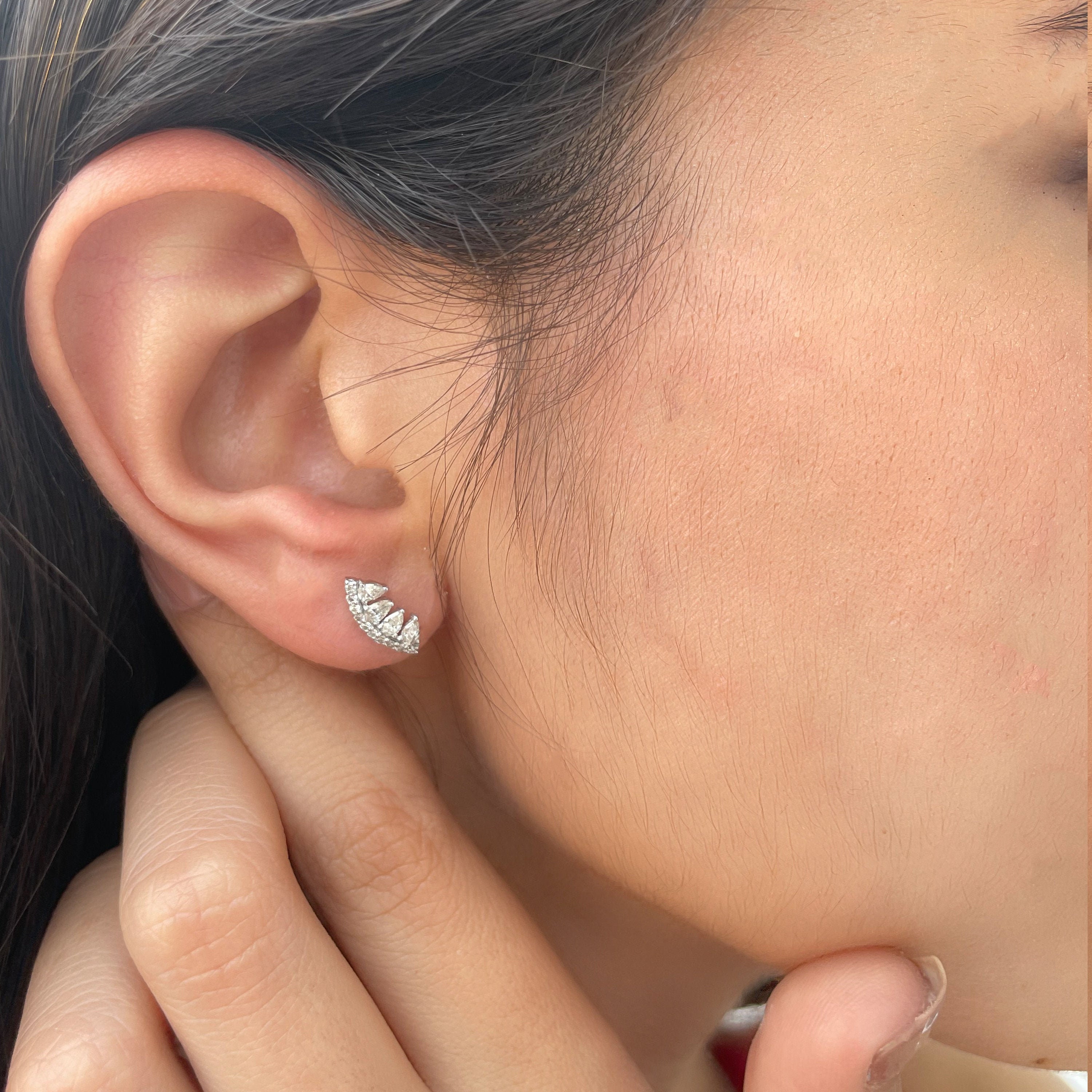 1/2 Ct Diamond Cartilage Earring, Minimal Earrings, Helix, Conch Piercing Jewelry