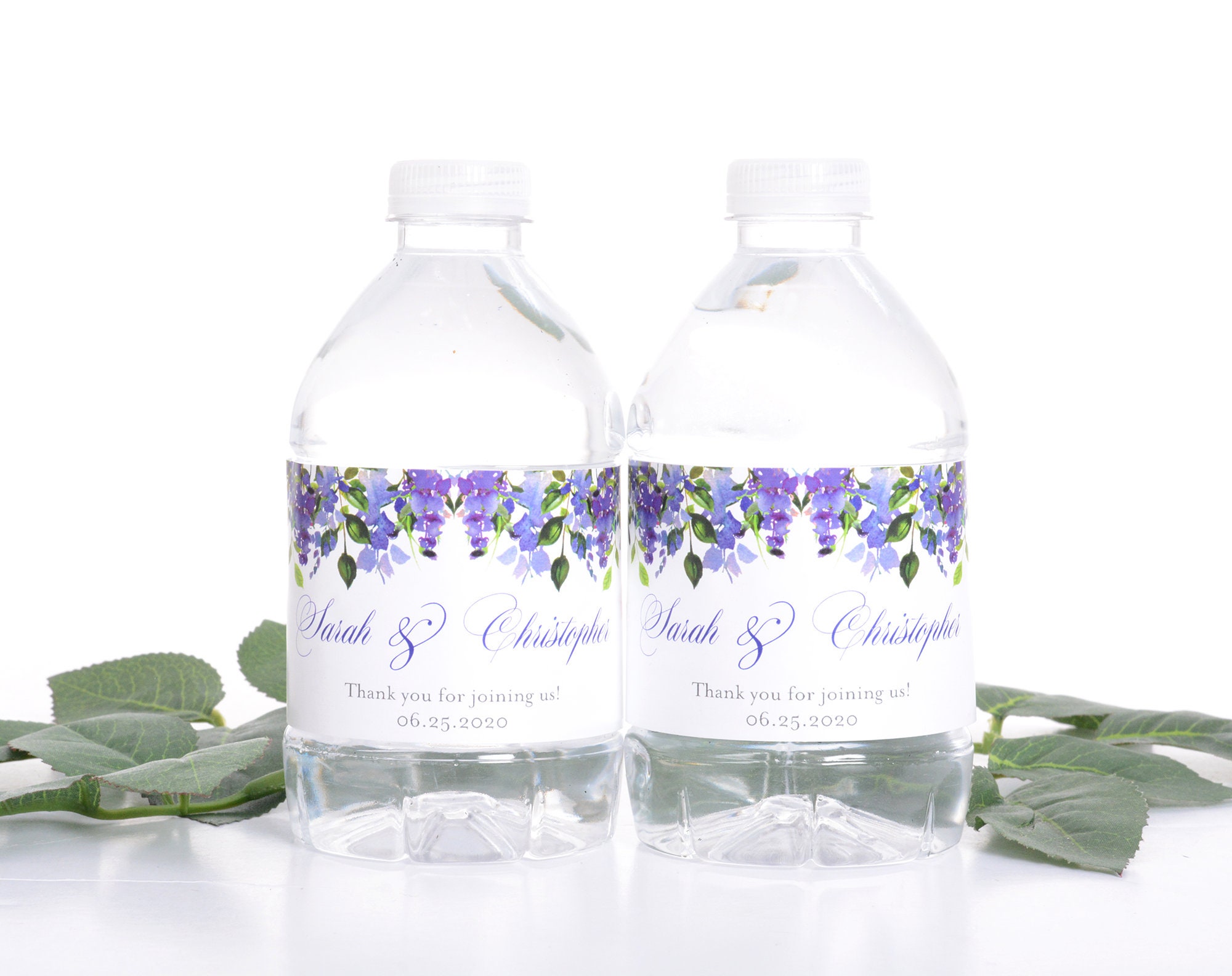 Waterproof Bottle Labels, Wedding Water Stickers, Bottled Wisteria Flower Stickers #wdiw-341