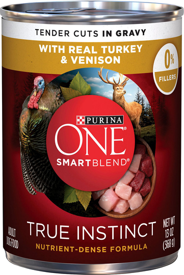Nestle Purina Purina One Smart Blend True Instinct Wet Dog Food Adult Real Turkey And Venison Wet Can 13 Ounce | 001780017584