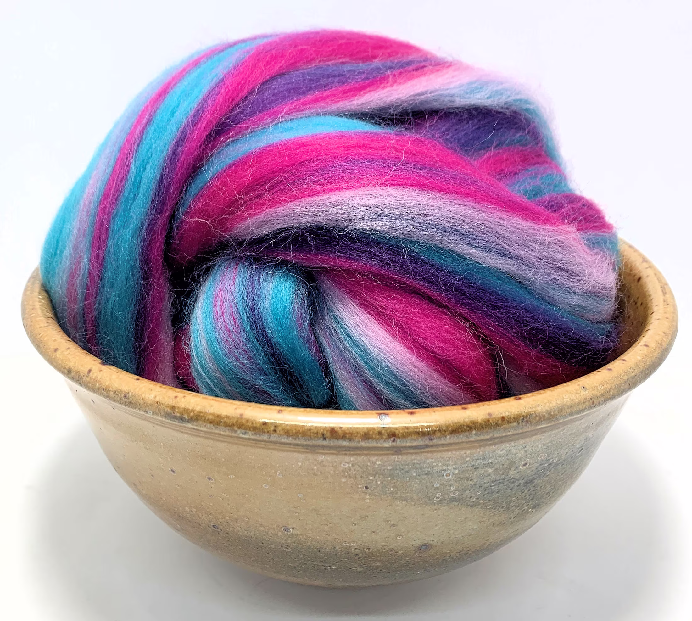 Raspberry Swirl - Beautiful Blend Spinning, Roving, Felting, Top Merino Wool 1 Oz