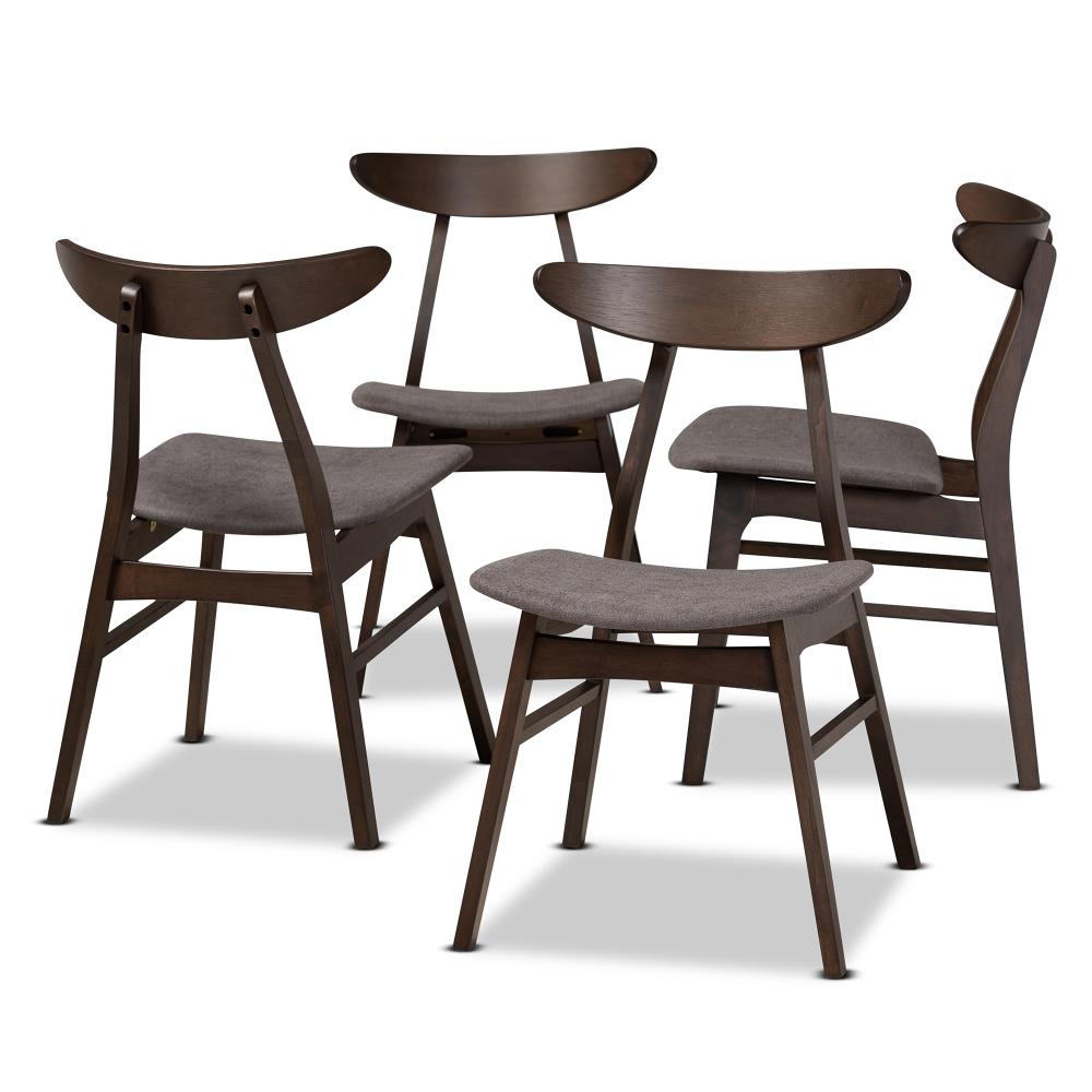 Baxton Studio Set of 4 Britte Contemporary/Modern Polyester/Polyester Blend Upholstered Dining Side Chair (Wood Frame) in Gray | 161-4PC-10467-LW