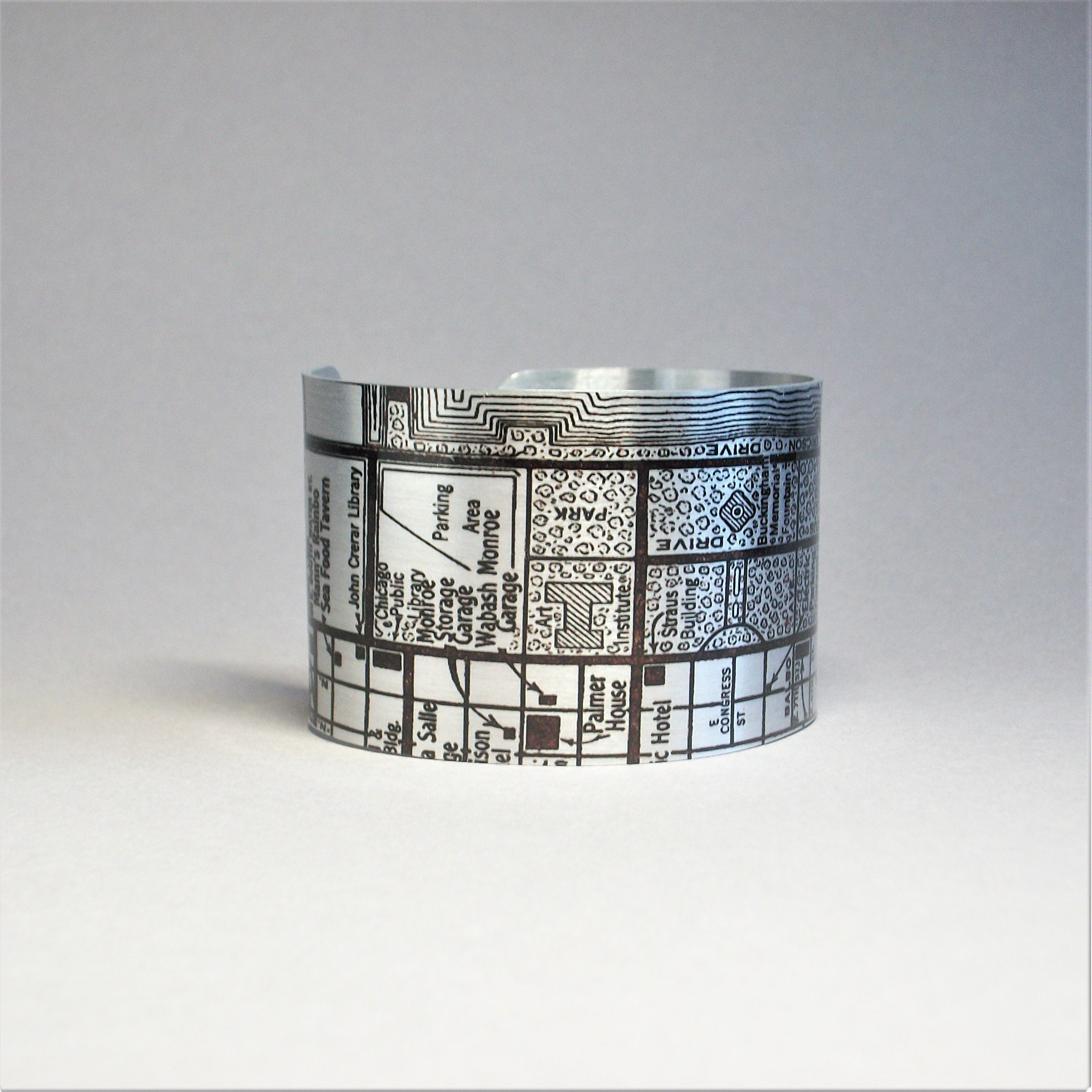 Chicago Illinois Downtown City Map Cuff Bracelet Unique Gift For Men Or Women