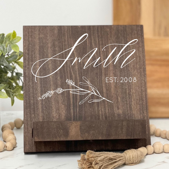 Wood Cookbook Stand, Cook Book Holder, Kitchen Tablet Personalized Recipe Wooden Ipad Stand - Scc-242