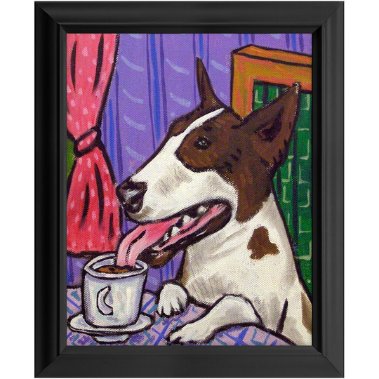 Bull Terrier Dog Art Print 11x14 Ready To Hang Coffee Framed
