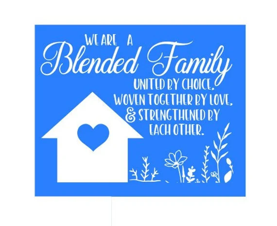 Blended Family Stencil | Reusable Adhesive Silkscreen Bless This Home Sign Shelf Sitter Wood Chalk Painting Inspirational