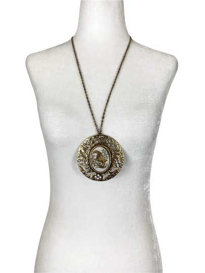 Vintage Aries Astrology Gold Tone Necklace