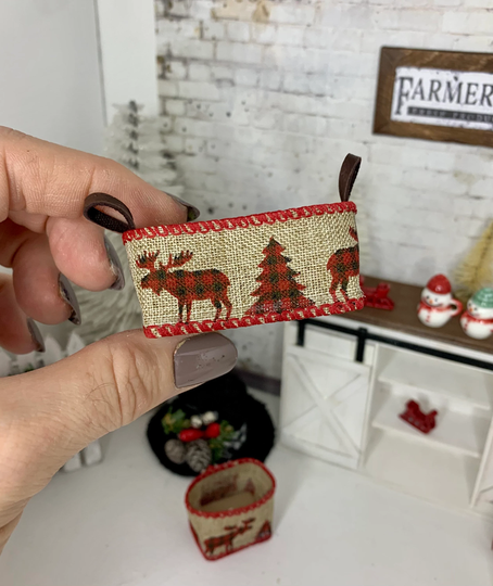 Miniature Moose & Tree Basket, Miniature Cabin Or Farmhouse Fire Wood Holder