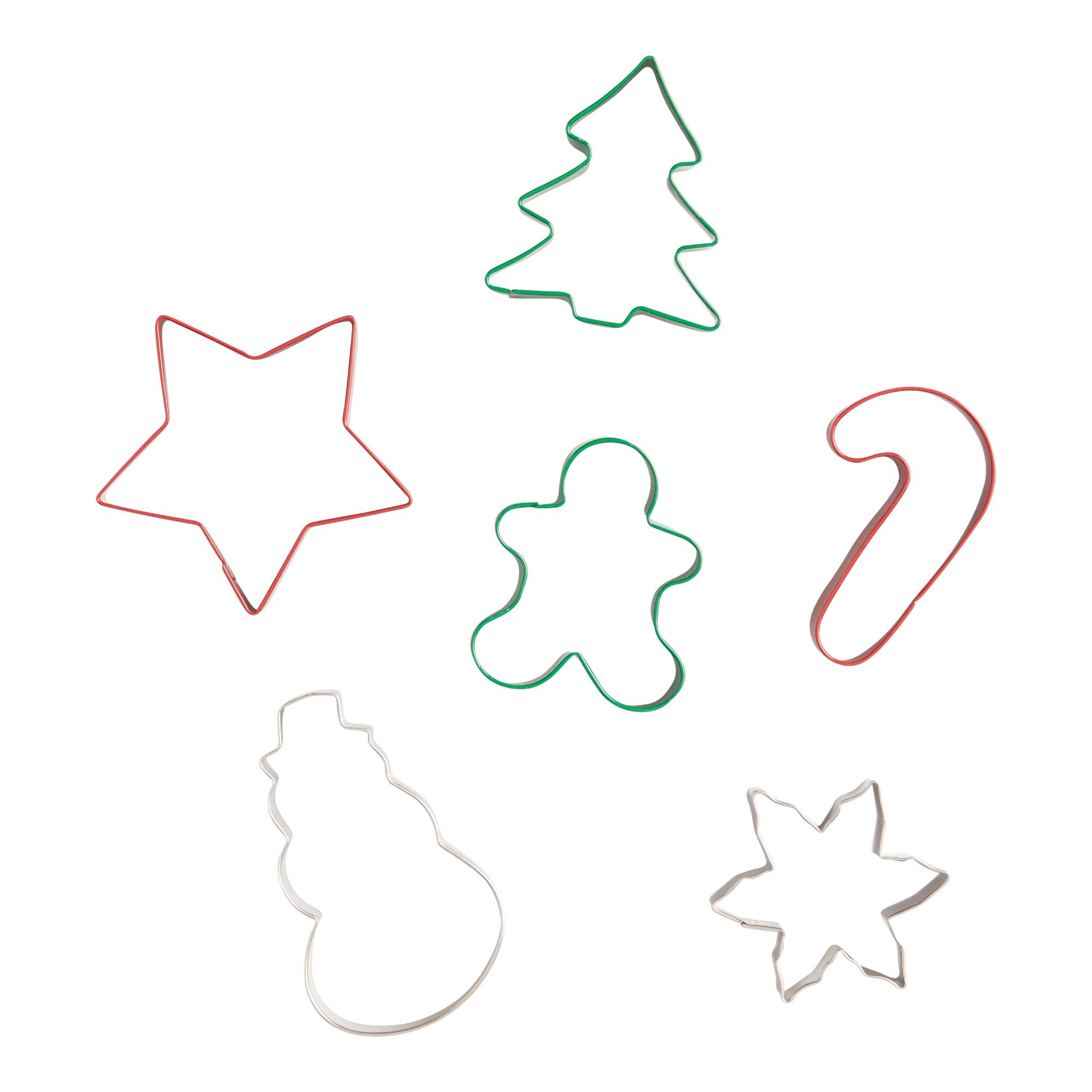 Small Holiday Icon Stainless Steel Cookie Cutters 6 Pack: Metallic/Multi - Metal by World Market