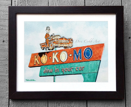 Kokomo Drive Inn Art, Framed/Matted Signed Prints | Two Sizes