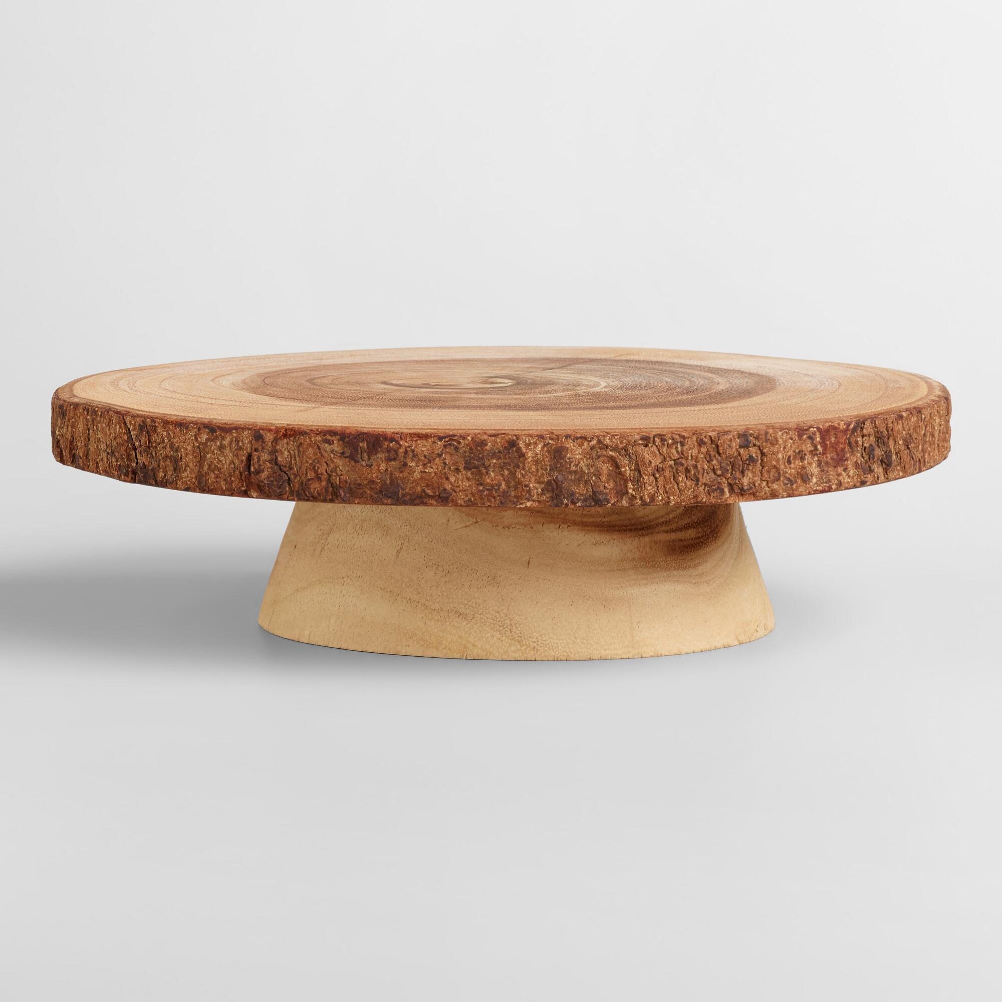 Wood Slice Pedestal Stand: Brown/Natural by World Market